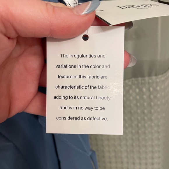 BNWT- David’s Bridal Flutter Sleeve Bridesmaid Dress with Cascade : Steel Blue - Picture 7 of 15